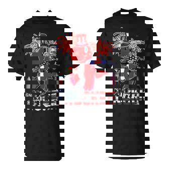 Trucker Trucker American Flag Funny Trex Fireworks 4Th Of July Unisex T-Shirt - Seseable