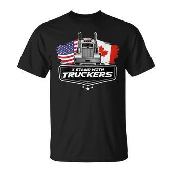 Trucker Trucker Support I Stand With Truckers Freedom Convoy _ V2 Unisex T-Shirt - Seseable