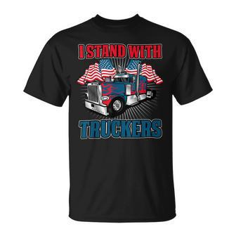 Trucker Trucker Support I Stand With Truckers Freedom Convoy V3 Unisex T-Shirt - Seseable