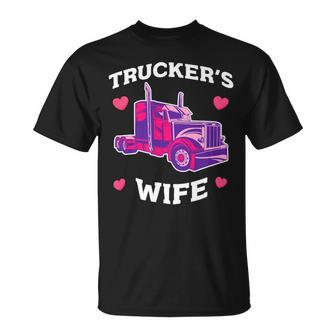 Trucker Truckers Wife Pink Truck Truck Driver Trucker Unisex T-Shirt - Seseable
