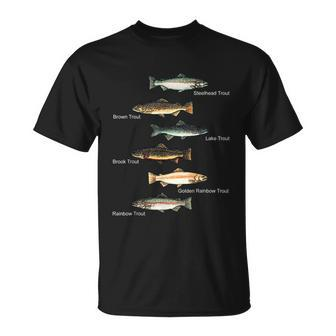 Types Of Trout Fish Species Collection Fishing Unisex T-Shirt - Monsterry DE
