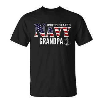 United States Vintage Navy With American Flag Grandpa Gift Great Gift Unisex T-Shirt - Monsterry CA