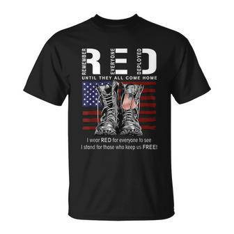 Until They Come Home My Soldier Red Friday Military Us Flag Unisex T-Shirt - Monsterry