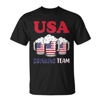 Usa Drinking Team Usa Flag Graphic 4Th Of July Plus Size Shirt Unisex T-Shirt - Monsterry