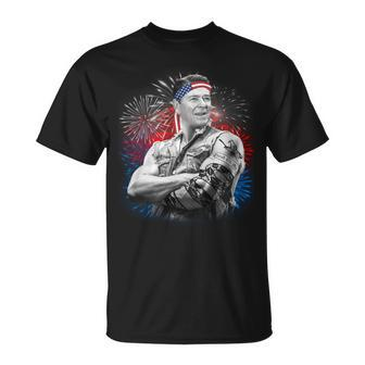 Usa Fireworks Patriotic Ronald Reagan Unisex T-Shirt - Monsterry