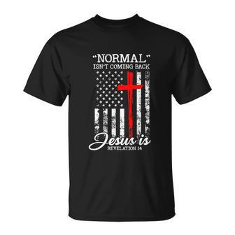 Usa Flag Normal Isnt Coming Back But Jesus Is Revelation Unisex T-Shirt - Monsterry