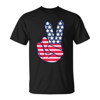 Usa Simple Peace Sign Unisex T-Shirt - Monsterry DE