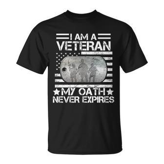 I Am A Veteran My Oath Never Expires Dog Tag T-shirt - Thegiftio UK