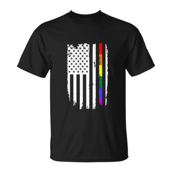 Vintage American Flag Lgbt Pride Month Unisex T-Shirt - Monsterry