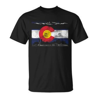 Vintage Colorado Skyline Flag V2 Unisex T-Shirt - Monsterry CA