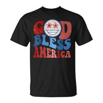 Vintage God Bless America Leopard 4Th Of July Patriotic Day Unisex T-Shirt - Seseable