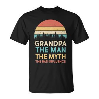 Vintage Grandpa Man Myth The Bad Influence Tshirt Unisex T-Shirt - Monsterry DE