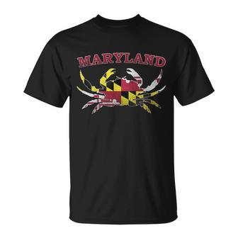Vintage Maryland State Blue Crab Pride Flag Unisex T-Shirt - Monsterry CA
