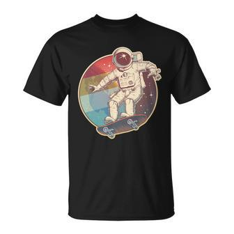 Vintage Retro Skateboarding Astronaut Unisex T-Shirt - Monsterry AU