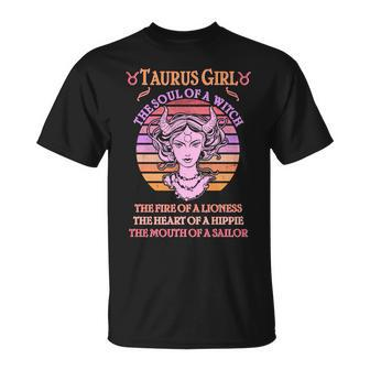 Vintage Taurus Girl Zodiac Birthday Unisex T-Shirt - Monsterry CA