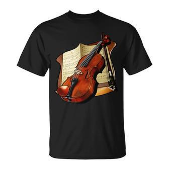 Violin And Sheet Music Tshirt Unisex T-Shirt - Monsterry AU