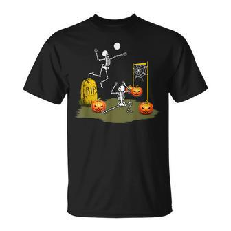 Volleyball Halloween Volleyween Skeleton Costume Funny Men Women T-shirt Graphic Print Casual Unisex Tee - Thegiftio UK