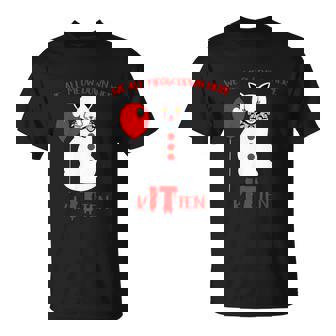 We All Meow Down Here Kitten Halloween Quote Men Women T-shirt Graphic Print Casual Unisex Tee - Thegiftio
