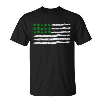 Weed American Flag Tshirt Unisex T-Shirt - Monsterry UK