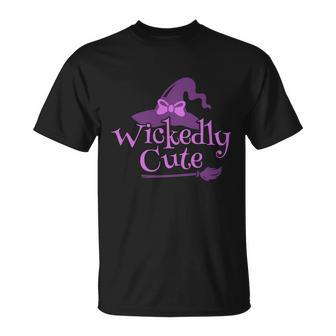 Wickedly Cute Witch Hat Halloween Quote Unisex T-Shirt - Monsterry UK