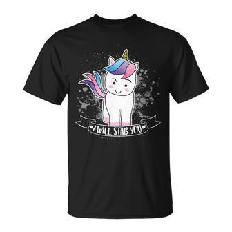 I Will Stab You Unicorn T-Shirt - Thegiftio UK