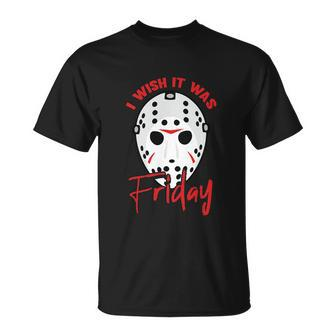I Wish It Was Friday Lazy Diy Halloween Costume Horror Movie T-Shirt - Thegiftio UK