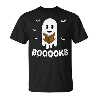 Womens Booooooks Boo Read Books Halloween Men Women T-shirt Graphic Print Casual Unisex Tee - Thegiftio UK