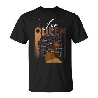 Womens Funny Leo Girl Zodiac Birthday Pride Melanin Afro Queen Unisex T-Shirt - Seseable