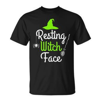 Womens Resting Witch Face Halloween Fall Funny Trick Or Treat Sassy Unisex T-Shirt - Seseable