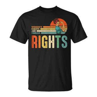 Womens Rights Are Human Rights Feminist Pro Choice Vintage Unisex T-Shirt - Seseable