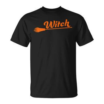 Womens Witch Broomstick Cute Womens Halloween Unisex T-Shirt - Seseable