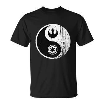 Yin Yang Rebel Alliance Galactic Empire Star Geek Nerd Unisex T-Shirt - Monsterry