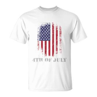4Th Of July Usa Flag Vintage Distressed Independence Day Great Gift Unisex T-Shirt - Monsterry