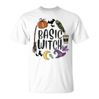 Basic Witch Hat Witches Pumpkin Moon Witchcraft Halloween Unisex T-Shirt - Seseable