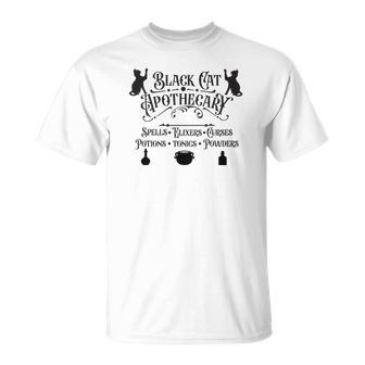 Black Cat Apothecary Funny Halloween Cats Unisex T-Shirt - Seseable