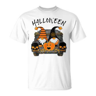 Boo Pumpkin Witch Gnomes In Halloween Truck Funny Holiday V2 Unisex T-Shirt - Seseable