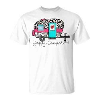 Camper Happy Summer Camp Camping Leopard Glamping T-shirt - Thegiftio UK
