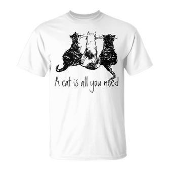 A Cat Is All You Need Black And White Cats T-shirt - Thegiftio UK