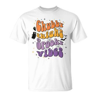 Chubby Thighs And Spooky Vibes Happy Halloween Unisex T-Shirt - Seseable