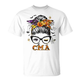 Cma Messy Bun Hair Halloween Certified Medical Assistant Sweatshirt Men Women T-shirt Graphic Print Casual Unisex Tee - Thegiftio UK