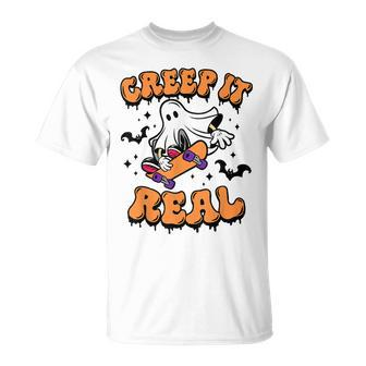 Creep It Real Funny Ghost Halloween Pumpkin Trick Or Treat Unisex T-Shirt - Seseable