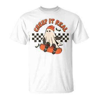 Creep It Real Ghost Boy Vintage Retro Halloween Fall Season T-shirt - Thegiftio UK