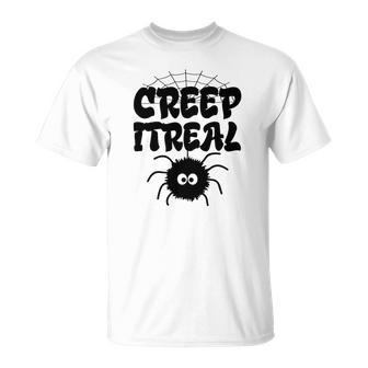 Cute Creep It Real Spider Halloween Present Unisex T-Shirt - Seseable