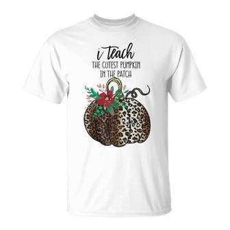 Cute Thanksgiving Teacher Leopard Pumpkin T-shirt - Thegiftio UK