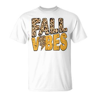 Distressed Fall Vibes Leopard Lightning Bolts In Fall Colors T-shirt - Thegiftio UK