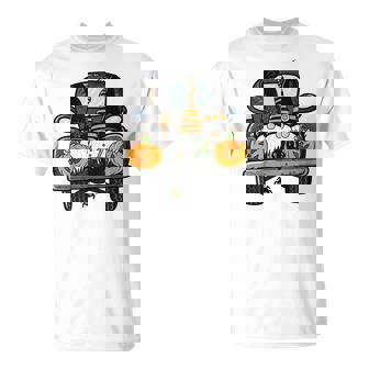 Fall Gnomes On Pumpkin Truck Halloween Costume Autumn Gift Unisex T-Shirt - Seseable