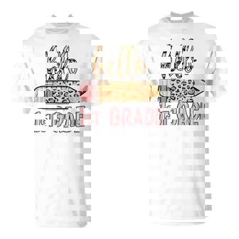 First Day Of School Girls Back To School Hello 1St Grade T-shirt - Thegiftio UK