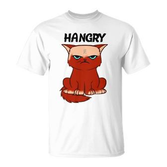 Funny Hangry Cat Cartoon Style Humor Tee Unisex T-Shirt | Mazezy
