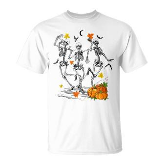 Funny Skeletons Dancing Halloween Dancing Unisex T-Shirt - Seseable