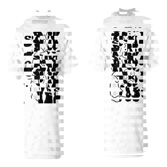 Groovy Spooky Vibes Boo Ghost Spooky Season Funny Halloween Unisex T-Shirt - Seseable